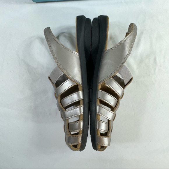 Array Womens Santa Cruz Leather Comfort Slingback Sandals - Pewter Wide - Picture 3 of 8